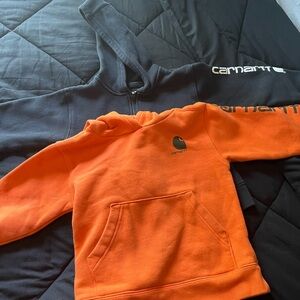 2 hoodie 4T sweaters black is a full zip, orange is pull over
